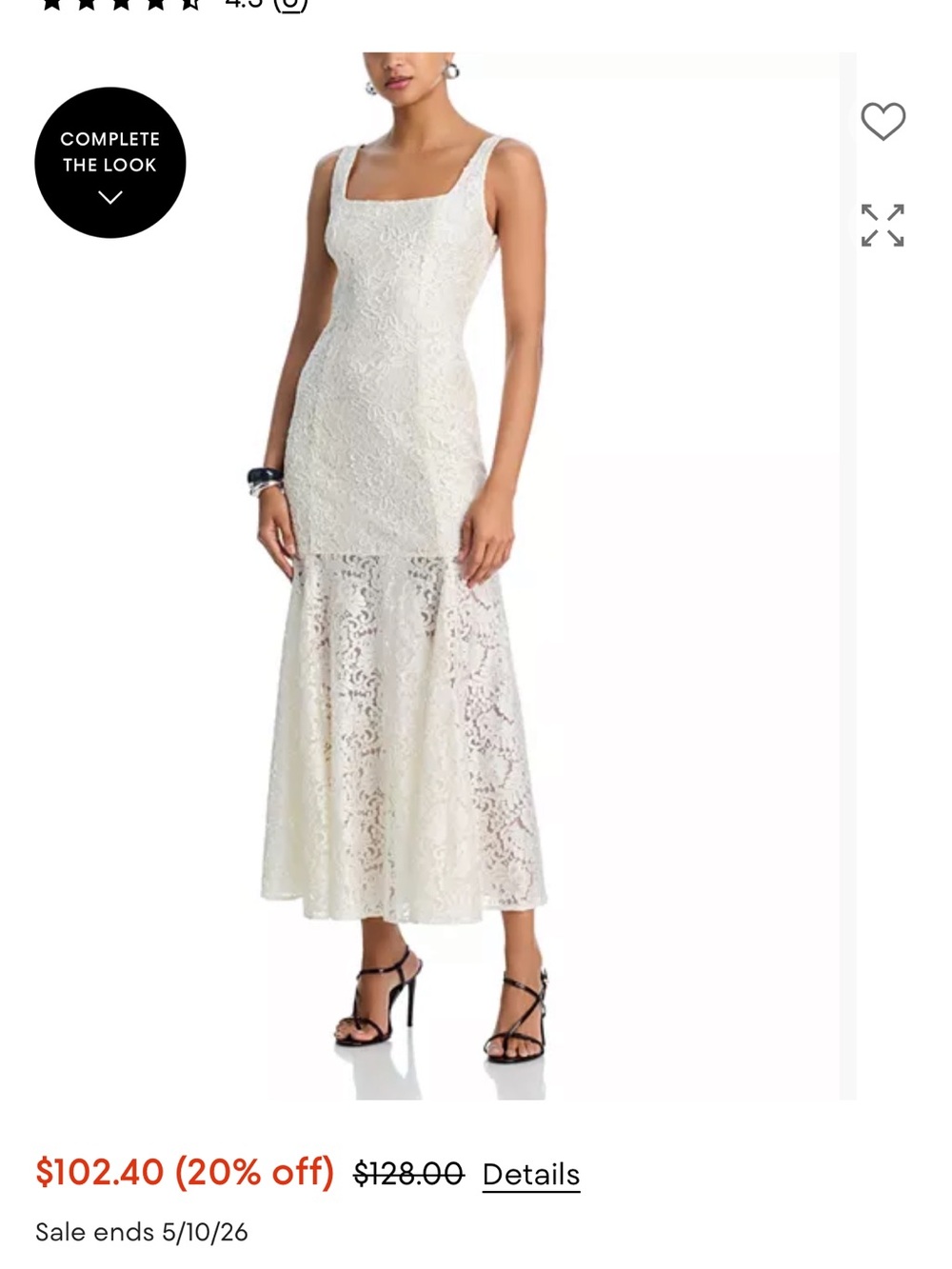 Aqua Ivory Lace Maxi Dress with Square Neck